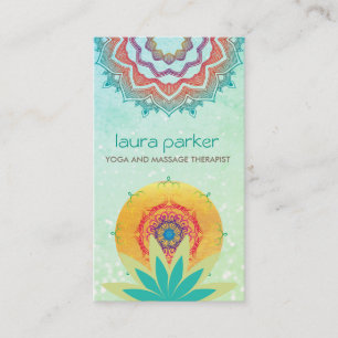Tarjeta De Visita Cura verde de la yoga del logotipo de la mandala