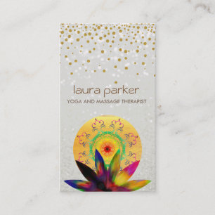 Tarjeta De Visita Curación de yoga con logotipo de perla de flores d