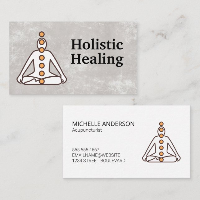 Tarjeta De Visita Curación holística | La plaza de yoga | Chakras (Anverso / Reverso)