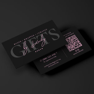 Tarjeta De Visita Curador de regalos minimalista rosa negro tienda d