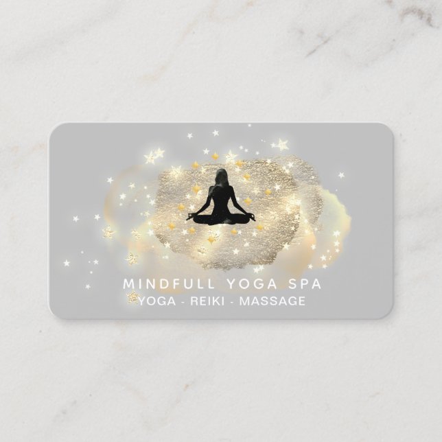 Tarjeta De Visita *~* Curando energía Oro Mujer Yoga Lotus Negocios (Anverso)