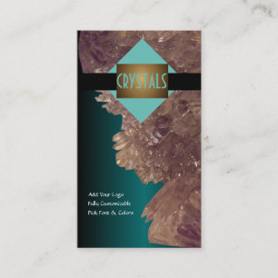 Tarjeta De Visita Curar minerales en metistía y cristales de cuarzo