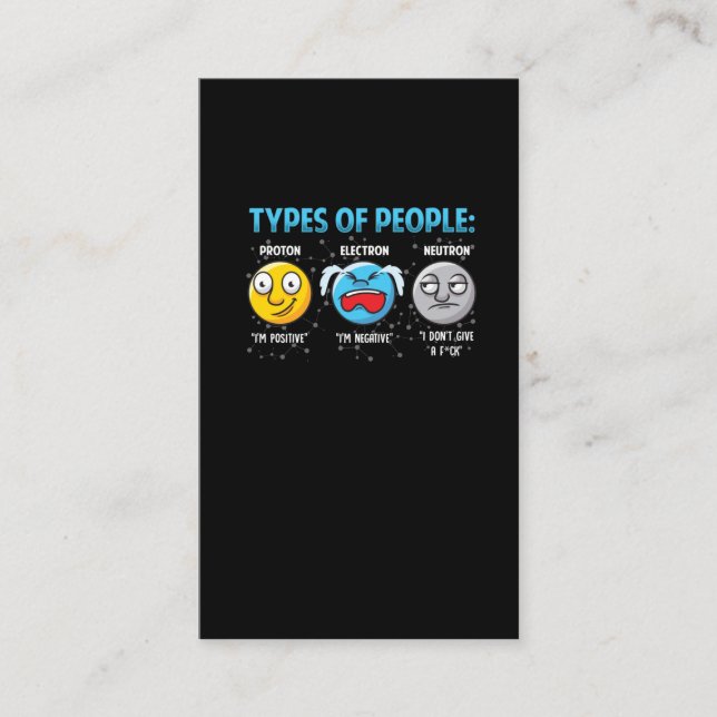 Tarjeta De Visita Curiosa ciencia física Proton Electron Neutron (Anverso)