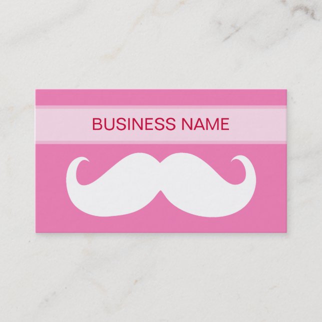 Tarjeta De Visita Curioso bigote blanco y rosa claro (Anverso)