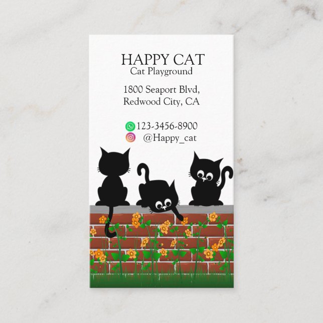 Tarjeta De Visita Curious Cats on a Garden Wall (Anverso)