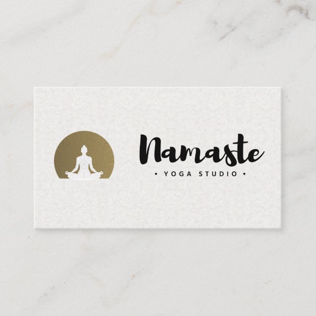 Tarjeta De Visita Cursiva de Namaste | Medición del yoga (Anverso)