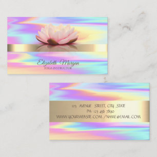 Tarjeta De Visita Curso Holorapic Gold Stripe Lotus Flower Yoga Inst
