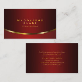 Tarjeta De Visita Curva de oro lujosa Minimalista Borgoña Roja