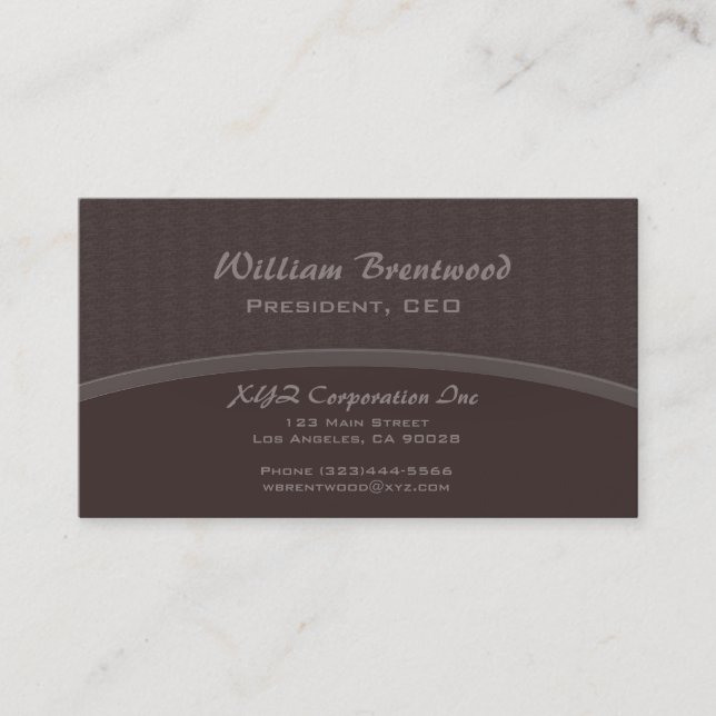 Tarjeta De Visita curva marrón elegante (Anverso)