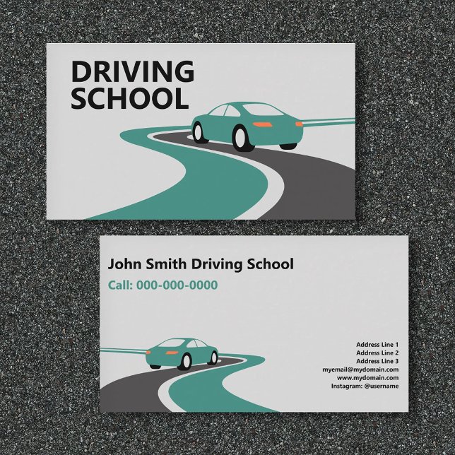 Tarjeta De Visita Curving Road - Driving School (Curving Road - Driving School Business Card)