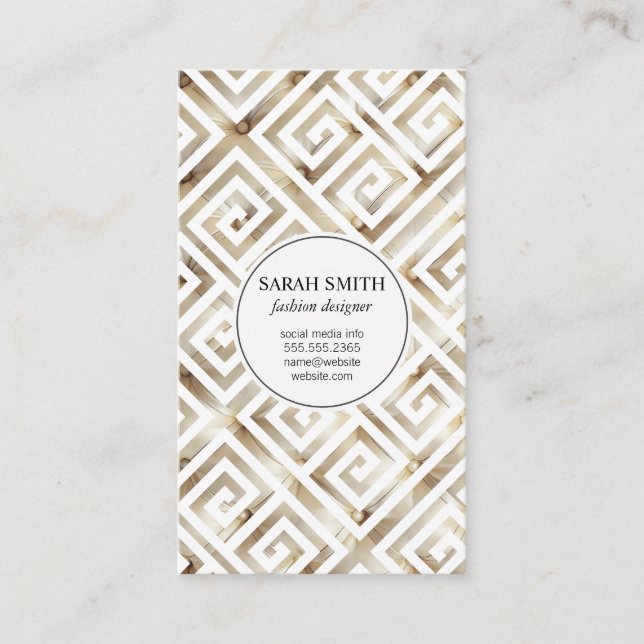 Tarjeta De Visita Cushion de tela con acanalado / metal dorado (Anverso)