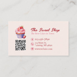 Tarjeta De Visita Custom Bakery Business Card with QR Code 