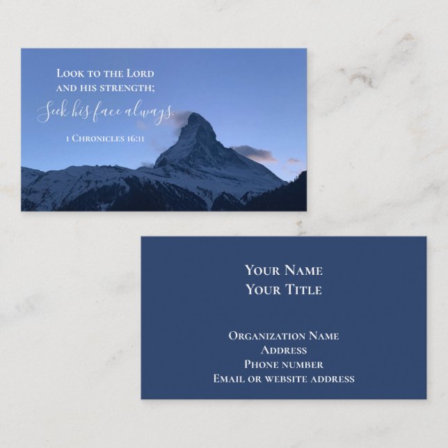 Tarjeta De Visita Custom Bible Verse Swiss Alps Photo Template (Anverso / Reverso)