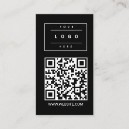 Tarjeta De Visita Custom Black Business Logo and Website QR Code