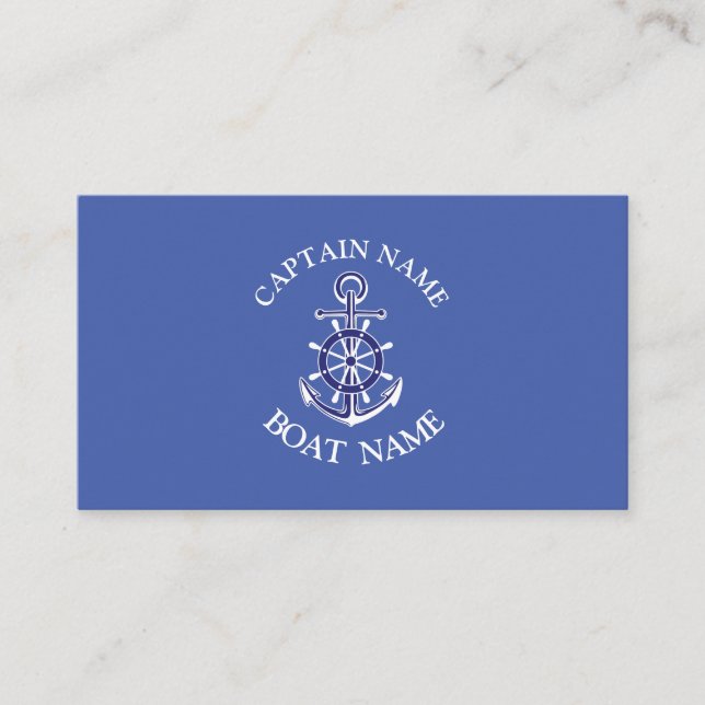 Tarjeta De Visita Custom boat captain name navy Business Card (Anverso)