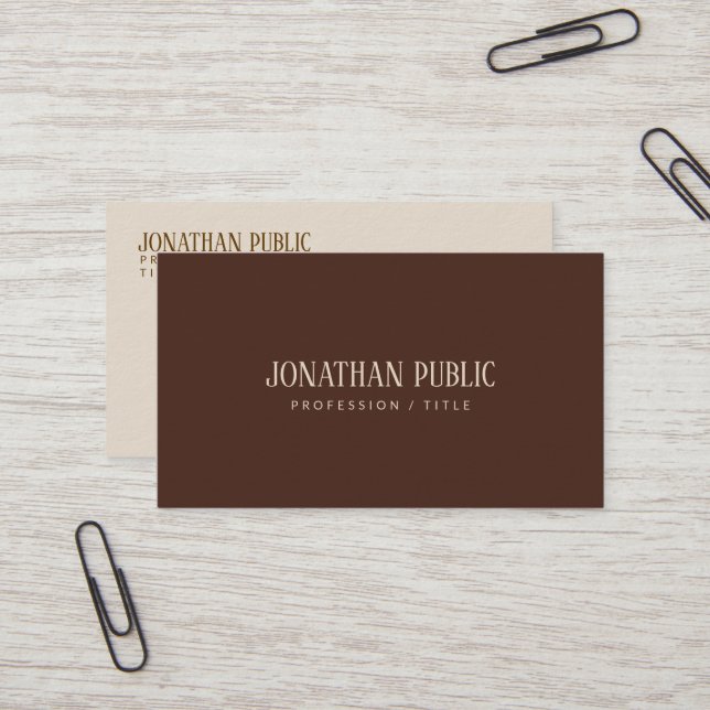 Tarjeta De Visita Custom Brown & Beige Template Luxe Premium Thick (Anverso/Reverso In Situ)