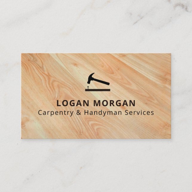 Tarjeta De Visita Custom Carpentry Handyman Wood Tools Modern (Anverso)