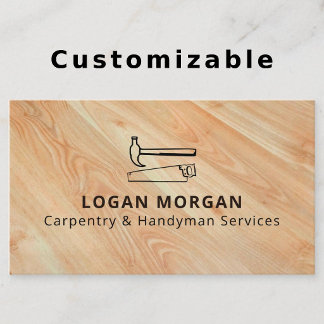 Tarjeta De Visita Custom Carpentry Handyman Wood Tools Modern