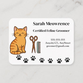 Tarjeta De Visita Custom Cat Groomer Business Card – Cute Paw Print 