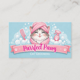 Tarjeta De Visita Custom Cat Groomer Business Card – Pastel Design