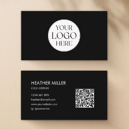 Tarjeta De Visita Custom Company Business Logo Minimalist QR Code