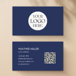 Tarjeta De Visita Custom Company Business Logo Minimalist QR Code