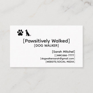 Tarjeta De Visita Custom Dog Walker and Dog Groomer Business Cards
