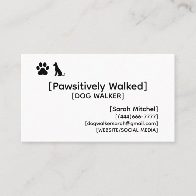 Tarjeta De Visita Custom Dog Walker and Dog Groomer Business Cards (Anverso)