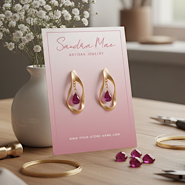 Tarjeta De Visita Custom Dusty Rose Blush Pink Jewelry Display Card (Subido por el creador)