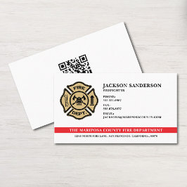 Tarjeta De Visita Custom Fire Department Firefighter QR Code Logo
