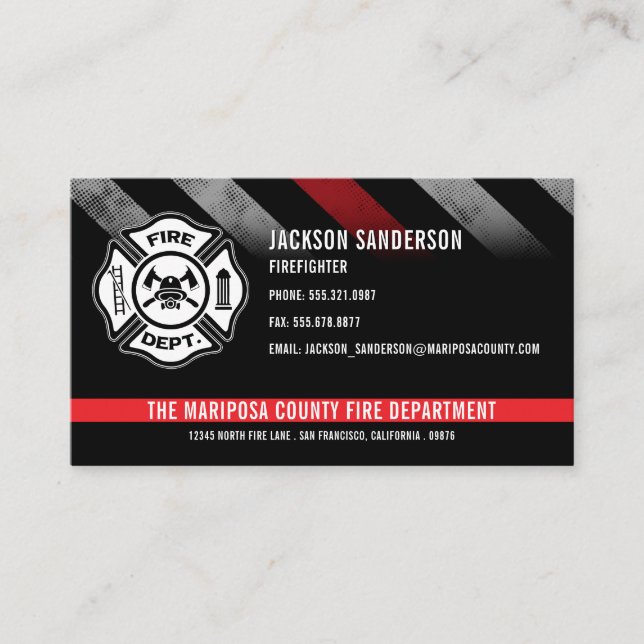 Tarjeta De Visita Custom Firefighter Red Line Logo Fire Department (Anverso)