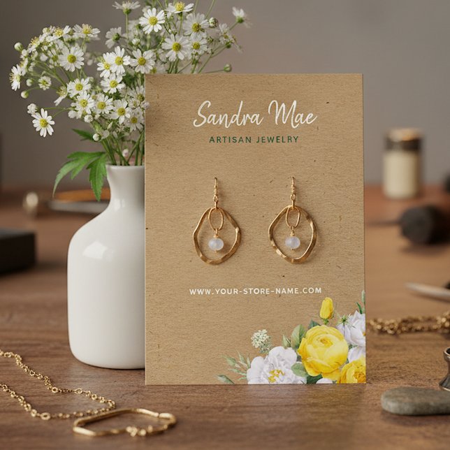 Tarjeta De Visita Custom Floral Roses Gold Art Jewelry Display Card (Subido por el creador)