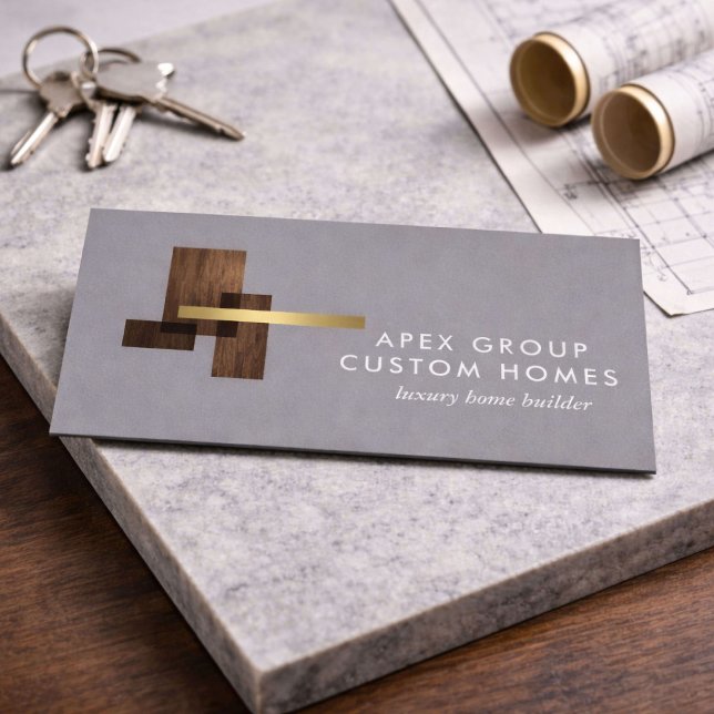 Tarjeta De Visita Custom Home Builder Logo Gray (Subido por el creador)