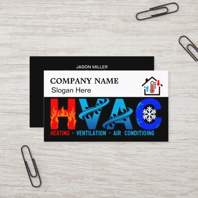 Tarjeta De Visita Custom HVAC Business Card with Company Logo slog 7 (Anverso/Reverso In Situ)