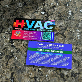 Tarjeta De Visita Custom HVAC Company Logo Qr Code | Professional AC
