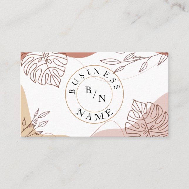 Tarjeta De Visita Custom Logo Abstract Minimal Boho Business Card (Anverso)