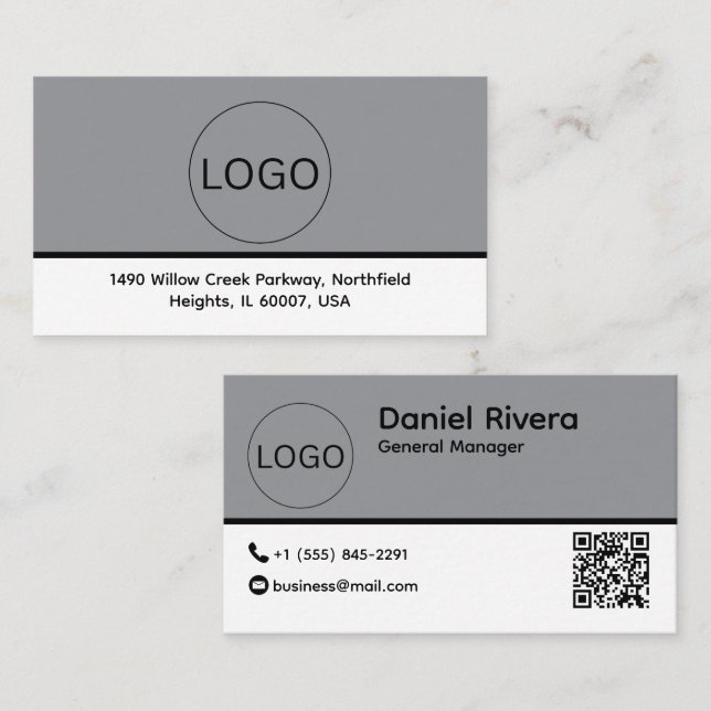 Tarjeta De Visita Custom Logo and QR Code Business Card (Anverso / Reverso)
