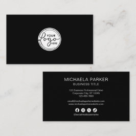 Tarjeta De Visita Custom Logo Black Professional Social Media Icons