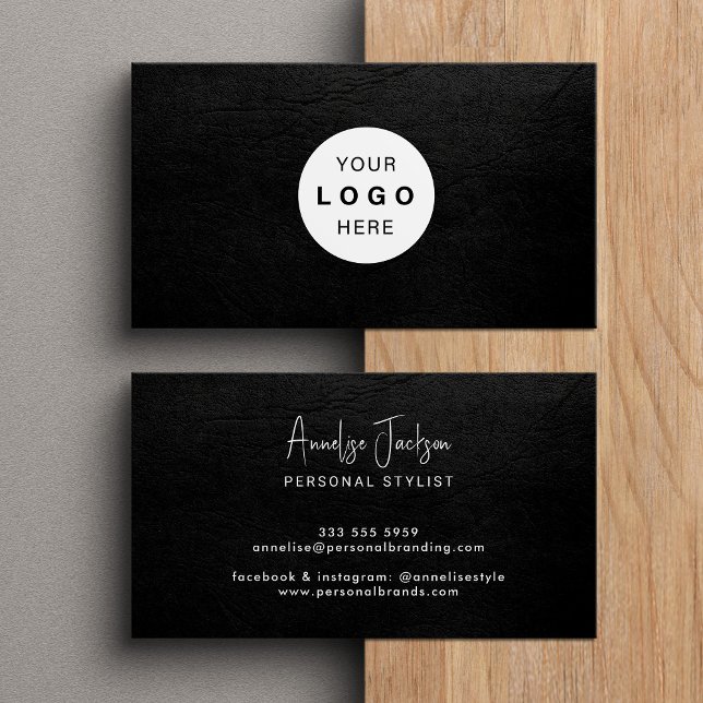 Tarjeta De Visita Custom logo elegant luxury black leather  (Subido por el creador)