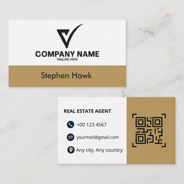 Tarjeta De Visita Custom Logo Luxury Business Card Real Estate Agent (Anverso / Reverso)