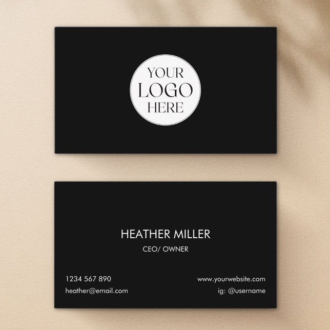 Tarjeta De Visita Custom Logo Modern Minimalist Black and White      (Front and Back)