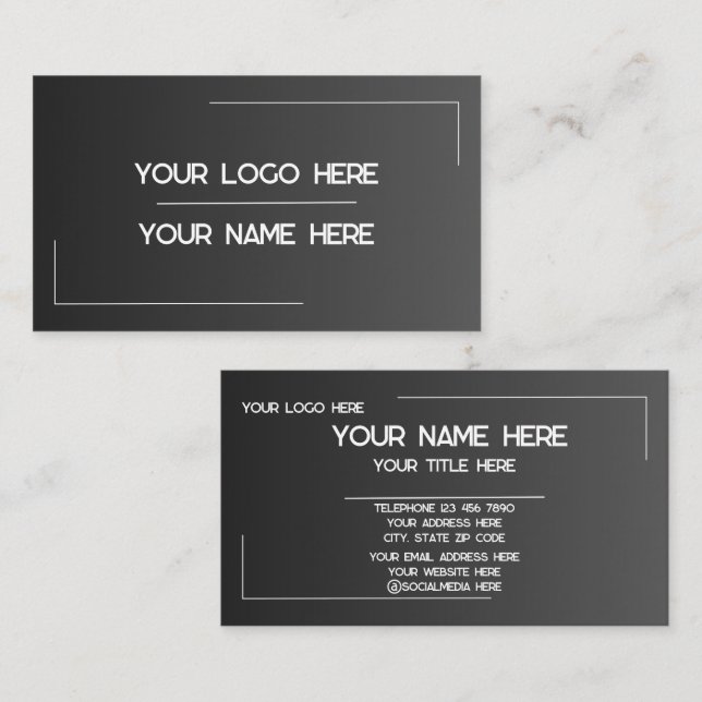 Tarjeta De Visita Custom Logo Name Minimalist Modern Professional (Anverso / Reverso)