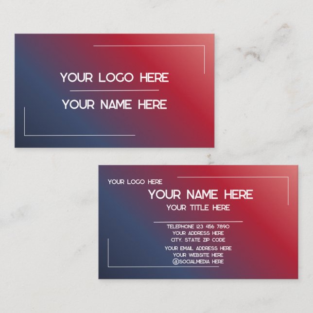 Tarjeta De Visita Custom Logo Name Minimalist Modern Professional (Anverso / Reverso)