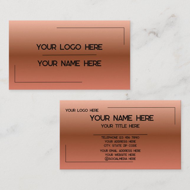 Tarjeta De Visita Custom Logo Name Minimalist Modern Professional (Anverso / Reverso)