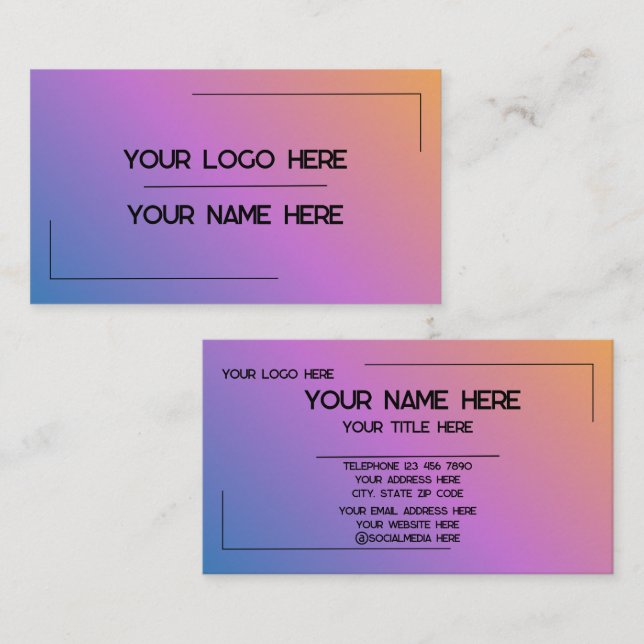 Tarjeta De Visita Custom Logo Name Minimalist Modern Professional (Anverso / Reverso)