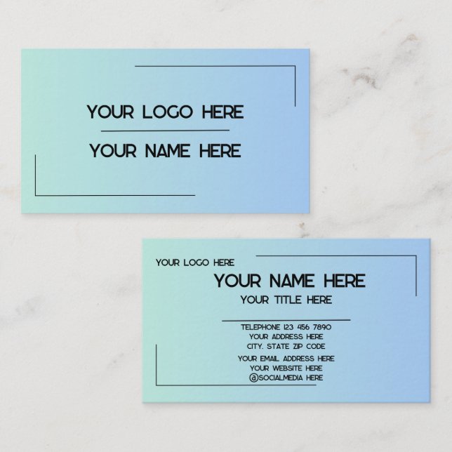 Tarjeta De Visita Custom Logo Name Minimalist Modern Professional (Anverso / Reverso)