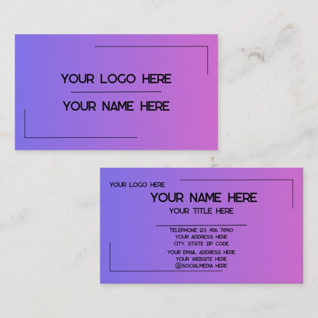 Tarjeta De Visita Custom Logo Name Minimalist Modern Professional (Anverso / Reverso)