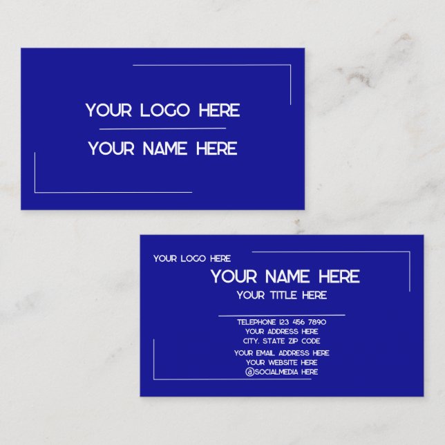 Tarjeta De Visita Custom Logo Name Minimalist Modern Professional (Anverso / Reverso)