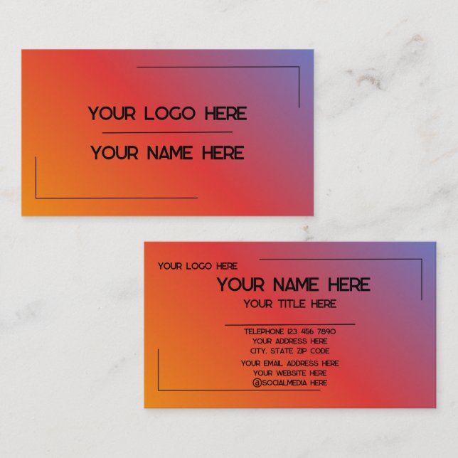Tarjeta De Visita Custom Logo Name Minimalist Modern Professional (Anverso / Reverso)