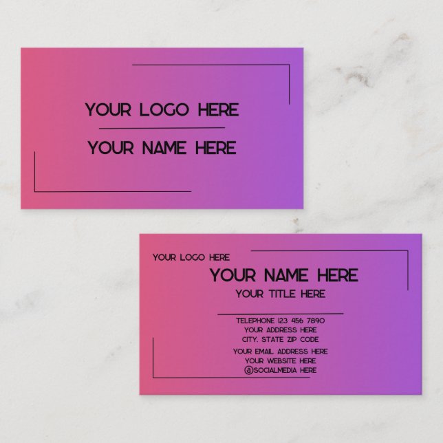 Tarjeta De Visita Custom Logo Name Minimalist Modern Professional (Anverso / Reverso)